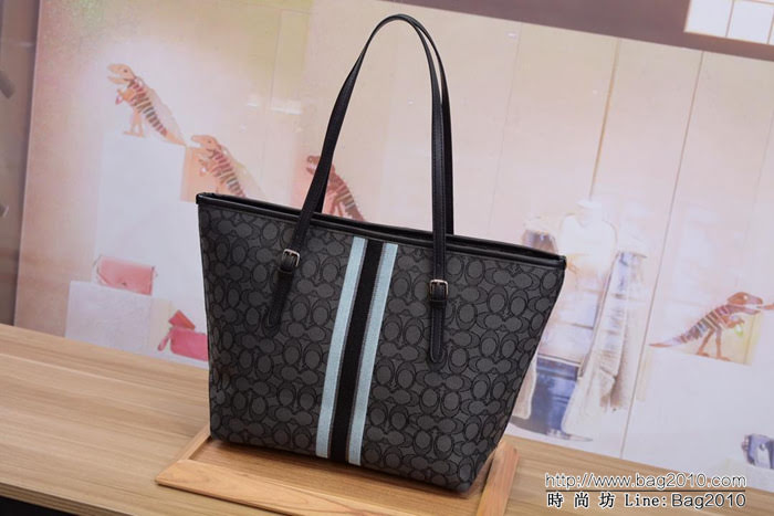 COACH蔻馳 F39043新款購物袋 經典帆布C字logo 四季百搭 手提肩背包  Chz1577